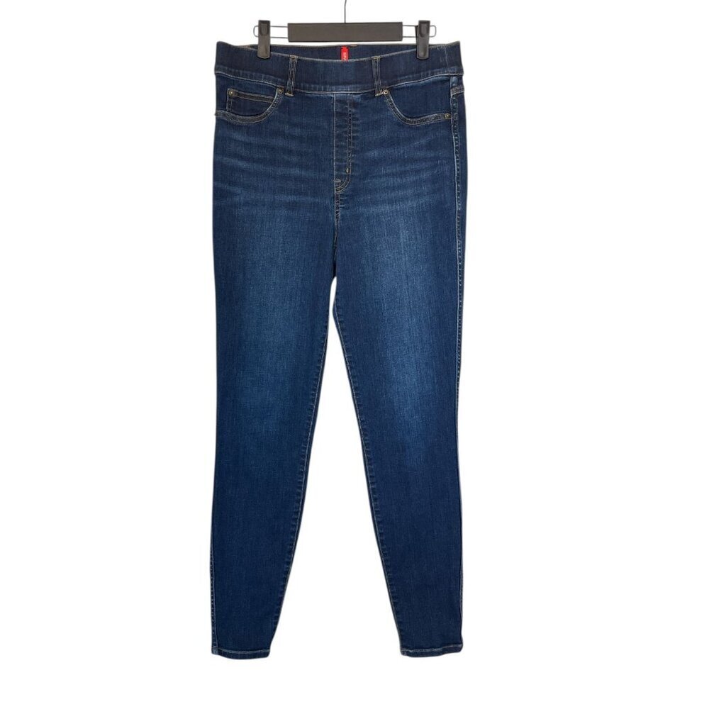 Spanx Pull-On Shaping Skinny Jeans Dark Wash Large Comfort Stretch - Picture 2 of 10